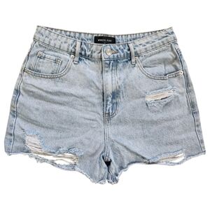 White Fox Distressed Denim Shorts
